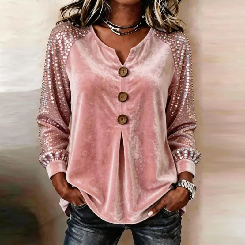 Zara | Relaxed Velvet Sequin Sleeve Party Top
