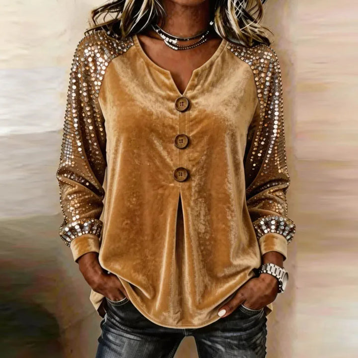 Zara | Relaxed Velvet Sequin Sleeve Party Top