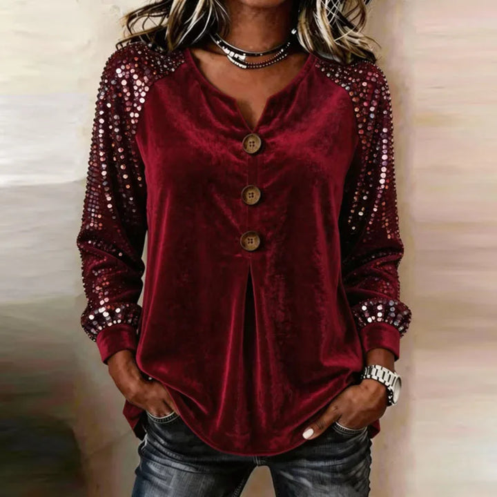 Zara | Relaxed Velvet Sequin Sleeve Party Top