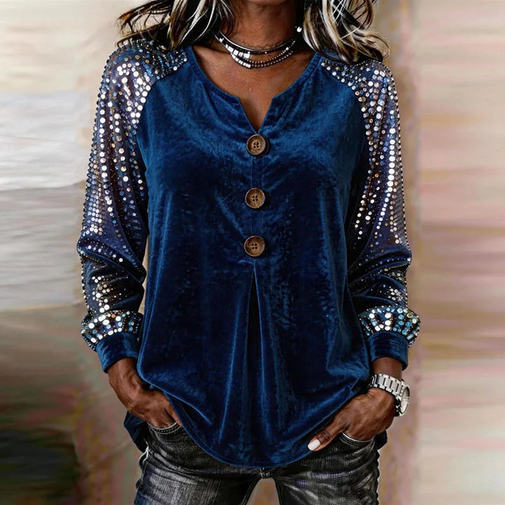 Zara | Relaxed Velvet Sequin Sleeve Party Top