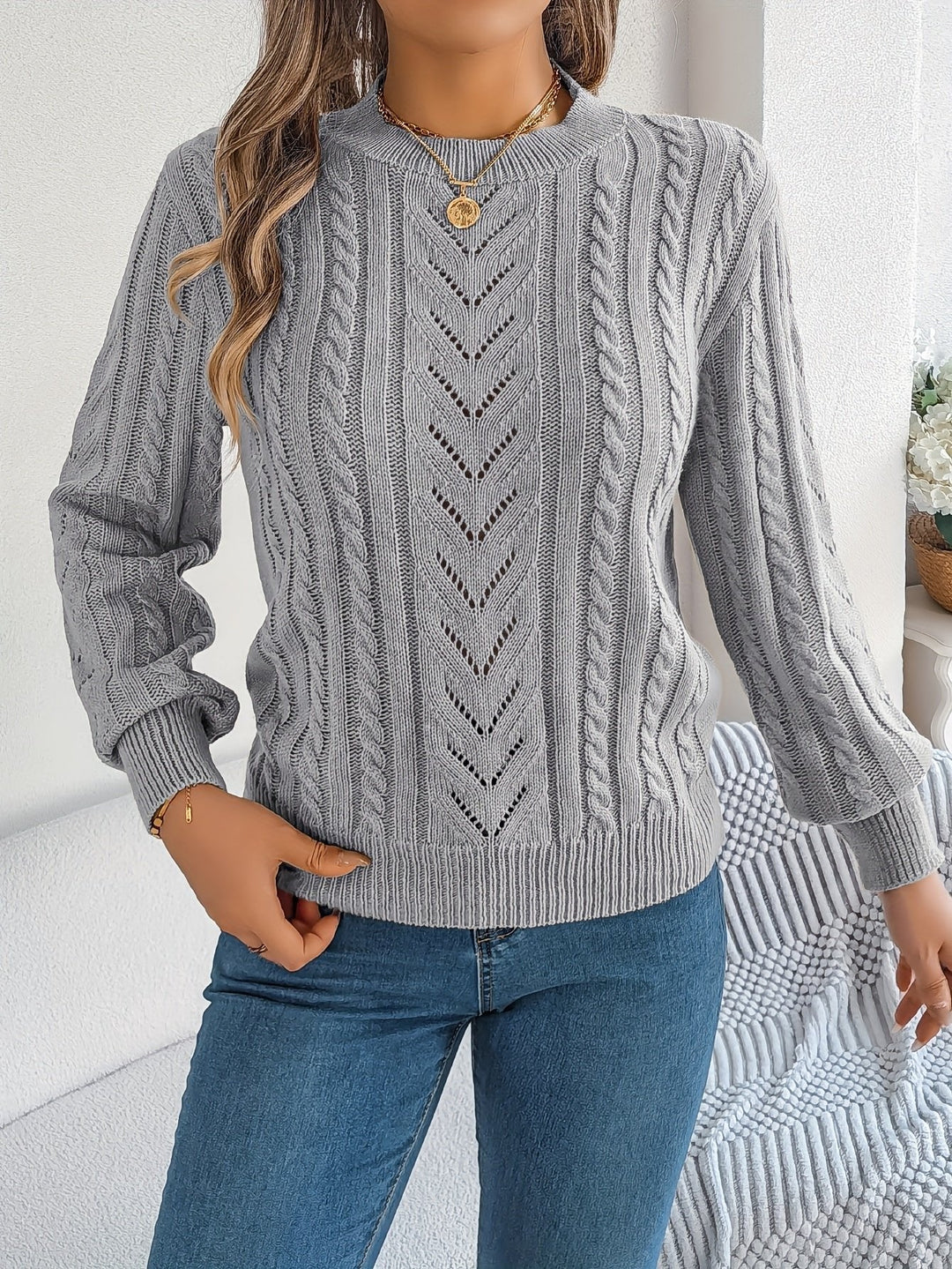 Zara | Sophisticated Cable Knit Christmas Jumper for Women