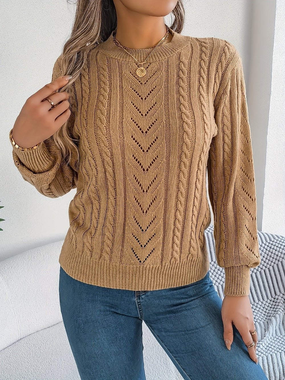 Zara | Sophisticated Cable Knit Christmas Jumper for Women