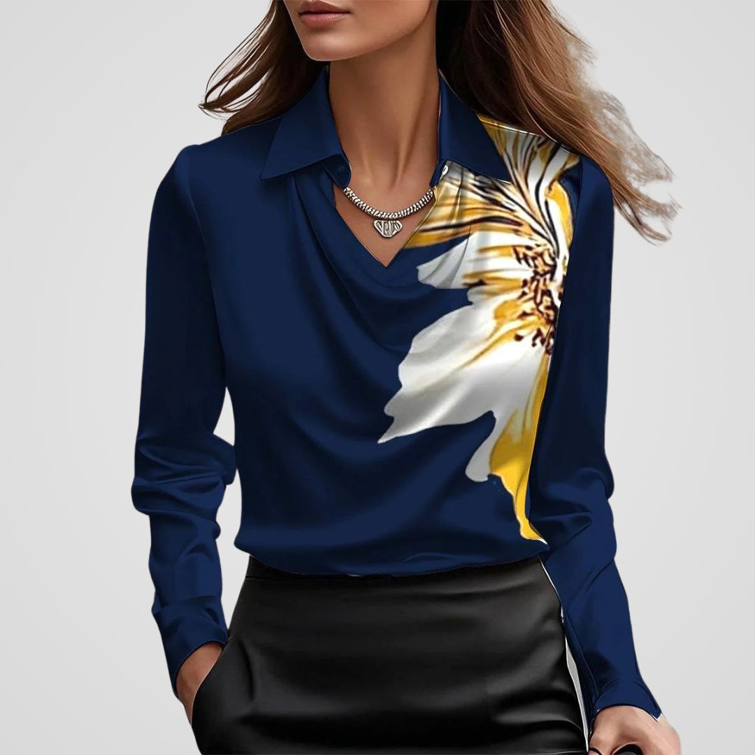 Zoe | Chic Draped Neck Satin-Look Party Top