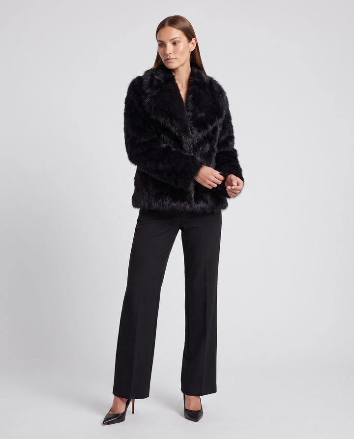 Zoe | Graceful Short Wide Collar Faux Fur Coat