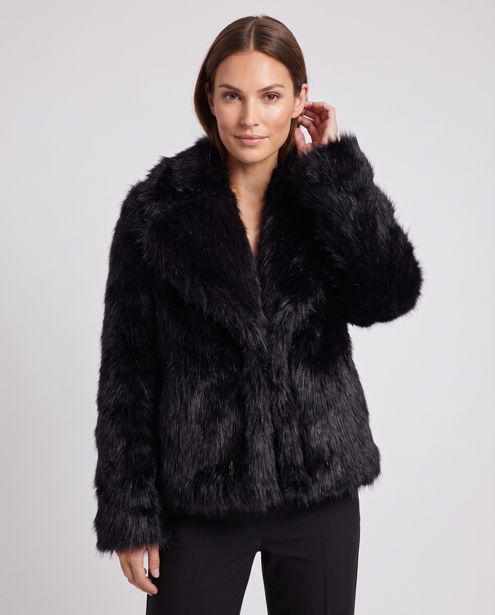 Zoe | Graceful Short Wide Collar Faux Fur Coat