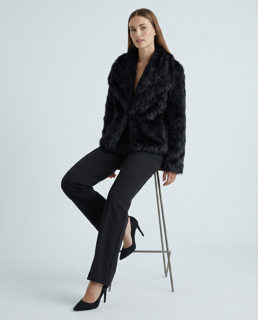 Zoe | Graceful Short Wide Collar Faux Fur Coat