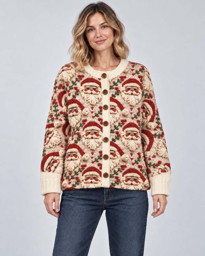 Zoe | Santa Button Front Christmas Cardigan Womens