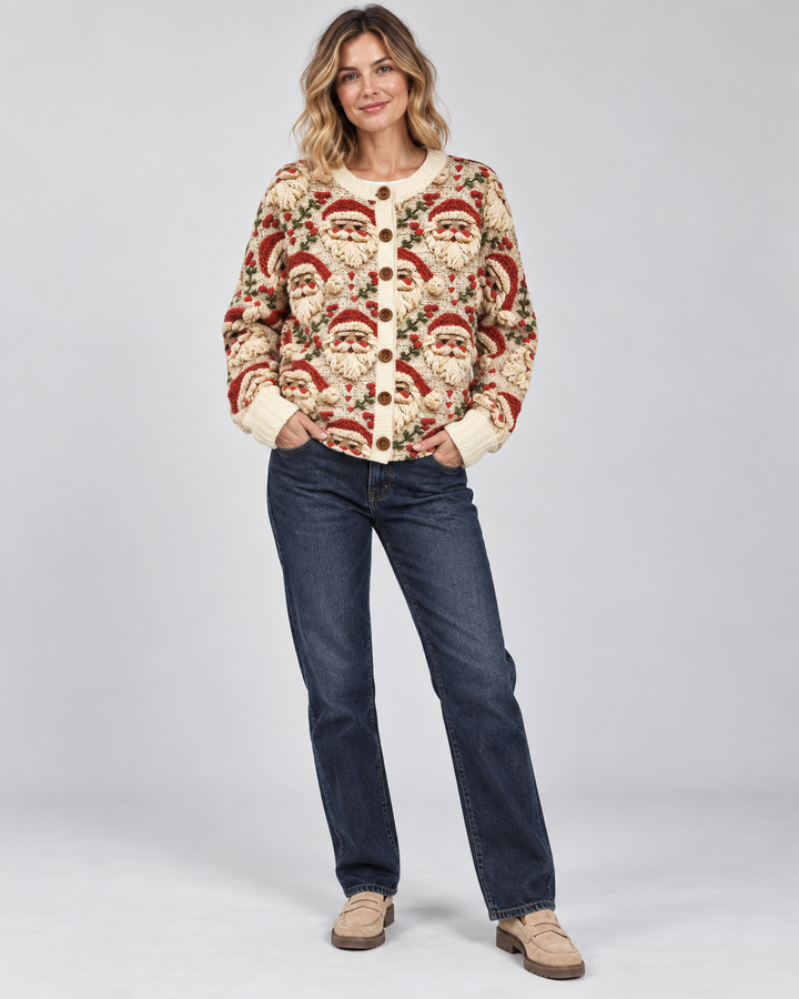 Zoe | Santa Button Front Christmas Cardigan Womens