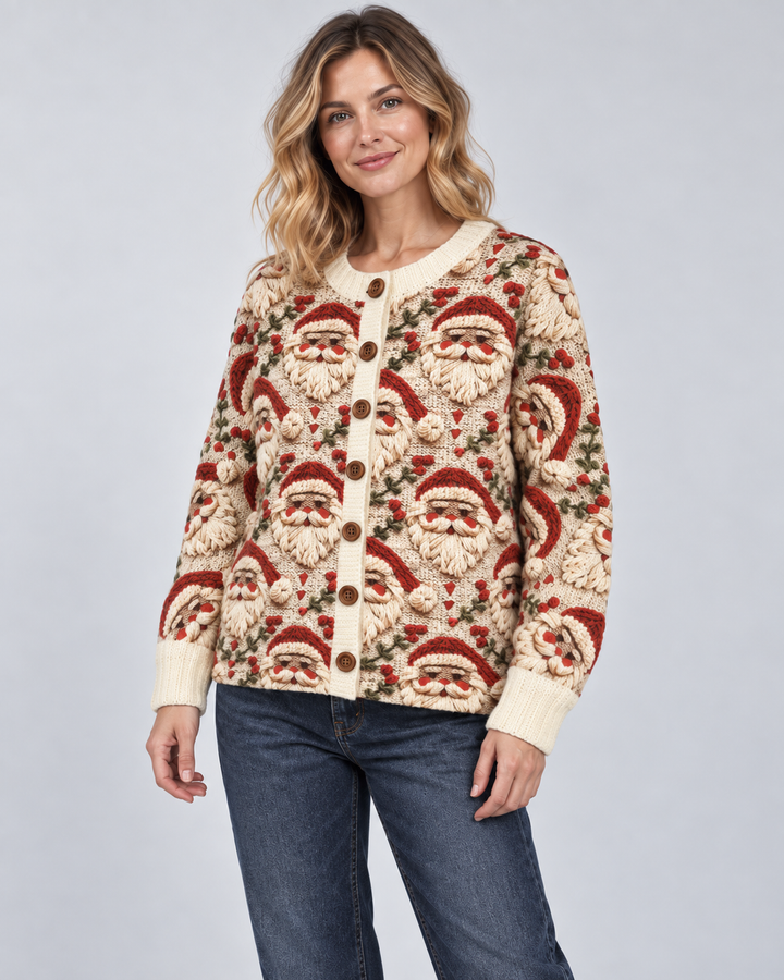 Zoe | Santa Button Front Christmas Cardigan Womens